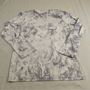 Magellan Outdoors White and Gray Swirl Long Sleeve Tee